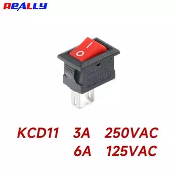 Действительно 10/20 шт. KCD11 мини клавишный переключатель для универсального источника питания 10 мм x 15 мм SPST 2Pin 3A 250 В KCD11 защелкивающийся вкл/выкл Красный Черный