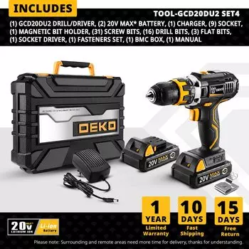 DEKO Беспроводная дрель GCD20DU3