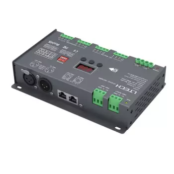 Декодер LTECH DMX/RDM CV DC12-24V 4A/CH 12 каналов 48A(12CH) 16 каналов 3A/CH 3-контактный XLR,RJ45, Зеленый терминал, 5-контактный для OLED