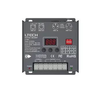 Декодер LTECH DMX/RDM CV DC12-24V 8A/CH 3 канала 24A 6A/4CH 4 канала 3-контактный XLR, RJ45, Зеленый терминал RGB RGBW DMX512 славянский