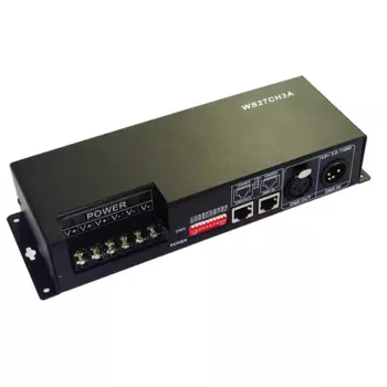 Декодер постоянного тока 12 В, 24 В, 27 каналов, DMX512, общий анод, макс. 27 каналов * 3A, DMX512 XRL, RJ45, диммер, DMX-сигнал, фотопараметры, контроллер WS27CH3A