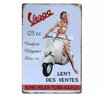 Декоративная металлическая табличка Denim Meow Vespa