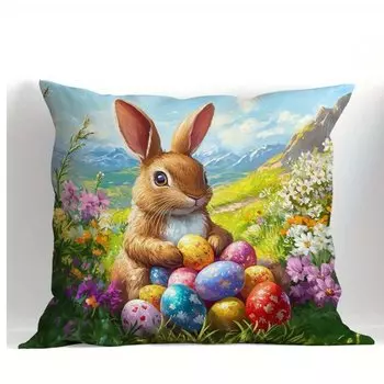Декоративная наволочка Happy Easter полиэстер велюр 40x40 см