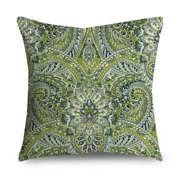 Декоративная наволочка из полиэстера/хлопка Green Pattern Geometric 45 см