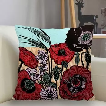 Декоративная наволочка Musife с цветком мака