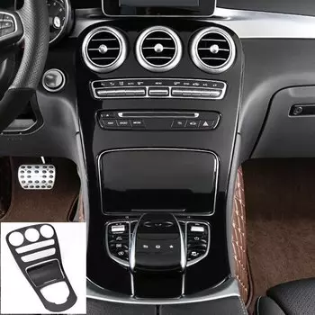 Декоративная панель центральной консоли для стайлинга автомобиля, черная отделка для Mercedes Benz C Class W205 GLC X253 2015-2018, модификация интерьера