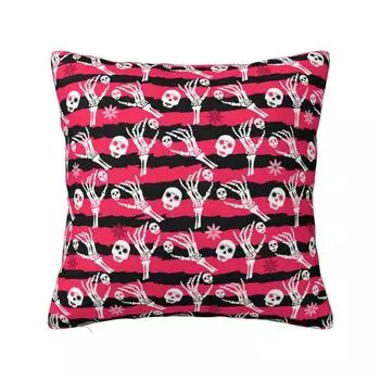 Декоративная подушка MINISO бархатная квадратная с 3D принтом череп