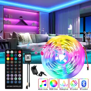 Декоративная светодиодная лента для освещения, 5 м, 10 м, 5 В, RGB, Bluetooth, управление через приложение
