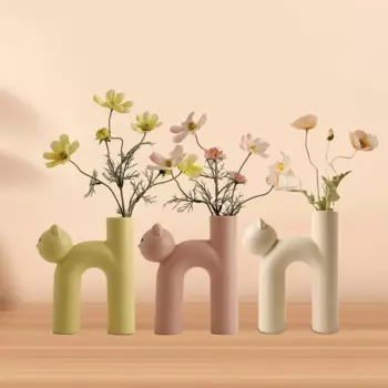 Декоративная ваза в форме кота, Современная декоративная ваза для цветов, настольная полка