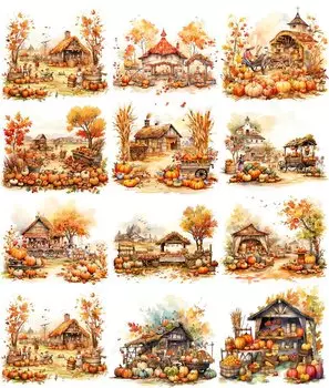 Декоративные наклейки тыква TIAMECH 12 шт.