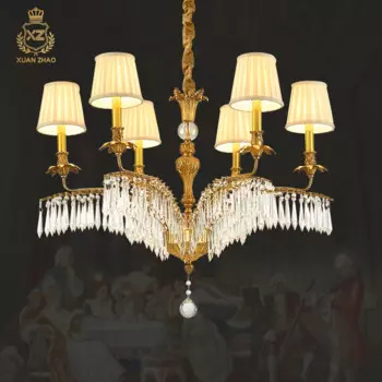 Декоративный латунный подвесной светильник XUANZHAO в европейском стиле, светильник для гостиной, ресторана, люстра с веткой ладони