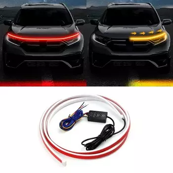 Декоративный светильник на капоте автомобиля, светодиодный светильник для дневного света, полоса запуска, сканирования, желтый автоматический указатель поворота, универсальная фара 12 В