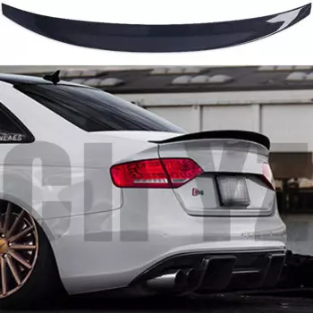 Декорированный спойлер для Audi A4 S4 B8 4 дверного седана 2009-2012 в гонконгском стиле из кованого натурального углеродного волокна для заднего Крыша заднего крыша