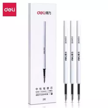 Deli S210 стержень для ручки 0,5 мм черный 3 шт.