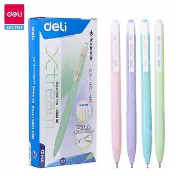 Deli шариковые ручки 12 шт., синие, пластик