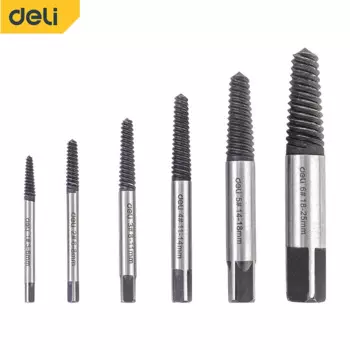 Deli шестикомпонентный экстрактор для поврежденных винтов, экстрактор для сверл, экстрактор болтов, инструмент для удаления шпилек болтов