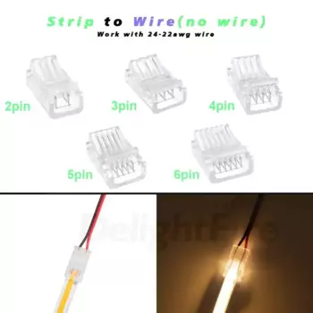 Разъем для светодиодной ленты COB для 2-контактных, 8/10 мм, 2/3/4/5/6-контактных SMD COB 5050 2835, одноцветная светодиодная лента, беспаечная проволока Right Angel