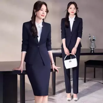 Деловая одежда, женский костюм на осень и зиму, новый высококачественный и модный серый деловой костюм, темпераментный женский костюм менеджера Overa