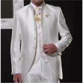 Деловые атласные мужские костюмы из 3 предметов, смокинги на заказ для вечеринки, выпускного, итальянские стильные свадебные Мужские костюмы (пиджак + брюки + жилет + галстук)