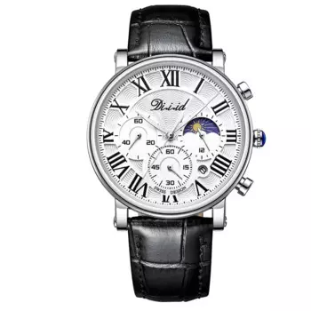 Деловые водонепроницаемые кварцевые часы с Лунной фазой, элегантные модные Простые Классические наручные часы, модные мужские часы с браслетом из нержавеющей стали