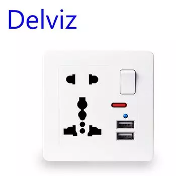 DELVIZ DZ-E2-11 Универсальная двухпортовая USB-розетка