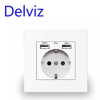 DELVIZ Настенная розетка с USB 16А