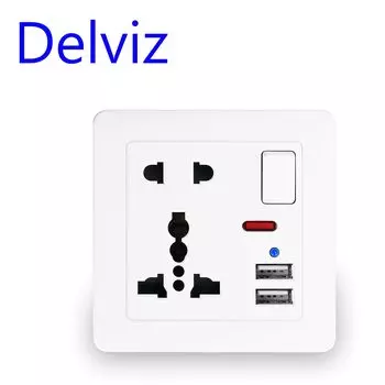 DELVIZ UK Универсальная настенная розетка с двумя USB портами
