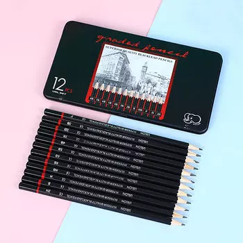 DELVTCH Графитовые карандаши для рисования 2H-8B 12 шт.