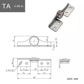 Демпфирующий шарнир HTAN 304 сталь для медицинского оборудования