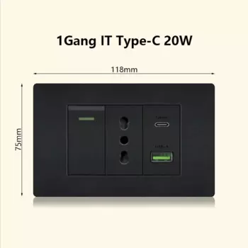 Depo Guye настенная розетка с USB, черная