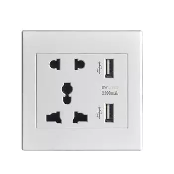 Depo Guye Универсальная розетка с двумя USB портами