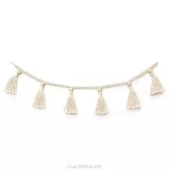 Деревянная гирлянда с кисточками OOTDTY