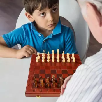 Деревянная настольная игра с шахматами, веселая Семейная Игра, складная шахматная доска, игра-головоломка для