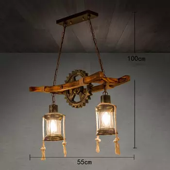 Деревянная подвесная люстра juhaw, индустриальный стиль