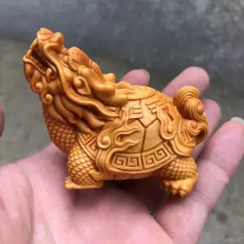 Деревянная статуэтка дракона-черепахи QIANFANEIVES