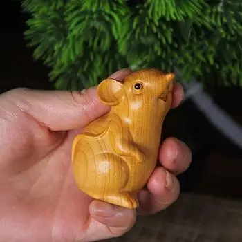 Деревянная статуэтка хомяка из кипариса QIANFANEIVES