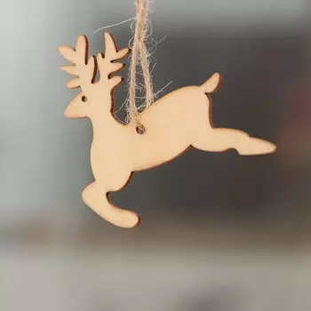 Деревянные новогодние подвески 10 шт.