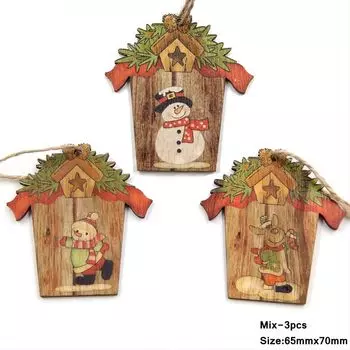 Деревянные новогодние подвески DIY House