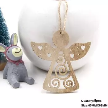 Деревянные новогодние подвески Tissy 5 шт.