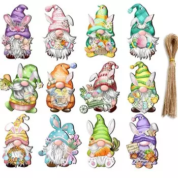 Деревянные пасхальные подвески кролики Tissy 12 шт.