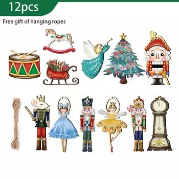 Деревянные подвески Щелкунчики набор из 12 штук