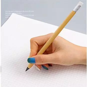 Деревянный бесконечный карандаш из бамбука с ластиком