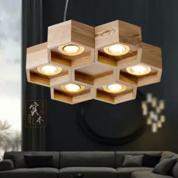 Деревянный сотовый светодиодный современный подвесной светильник для дома, столовой, фойе, украшения для дома, подвесной светильник 110-240 В ZM 111602