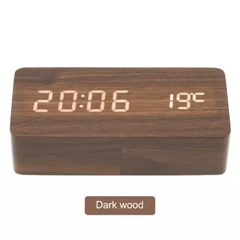 Деревянный светодиодный будильник с голосовым управлением