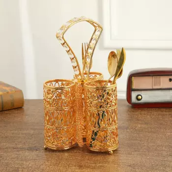 Держатель для кухонной стойки, роскошный дизайн, золотой цвет, металлический декор для обеденного стола, украшение, клетка для столовых приборов, держатель для палочек для еды