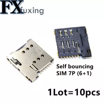 10 шт. 7P разъем для карты MICRO SIM 6 + 1P 7-контактный держатель гнезда Micro Sim 1,35H с самонатисканием и переключателем PUSH держатель мобильной карты Self Bomb