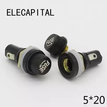 Держатели предохранителей 5 шт./лот 5*20 мм, стеклянные держатели предохранителей 5x20, черная страховочная трубка, держатель предохранителя для страховочной панели 5*20