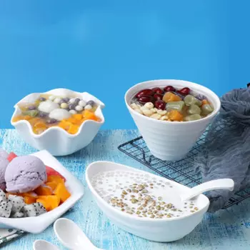 Десертная чаша, меламиновая белая посуда, нехрупкая закуска, пластиковая посуда для бара, ресторана, Салатница для бритья льда, креативная Коммерческая