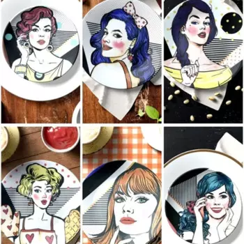 Десертная тарелка для торта на 6 персон, 21 см, дизайнерские современные сервировочные тарелки, фарфоровый материал, стильная портретная Подарочная тарелка с узором