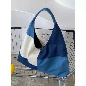 Design New Women's Bag Spring and Summer Splicing Color Denim Tote Bag Handbag Shoulder Сумка Женская Hot Selling